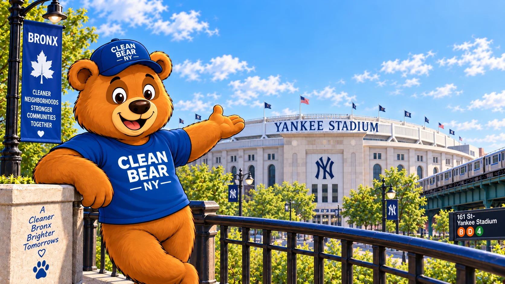 Clean Bear mascot near Yankee Stadium in the Bronx
